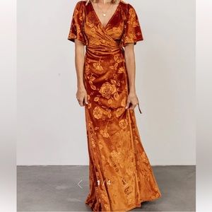 Danielle Embossed Velvet Maxi Dress Baltic Born in Rust
